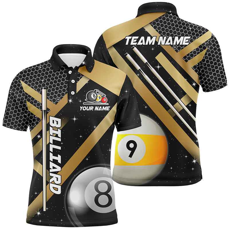 thumbnail image 2 of Personalized Vintage Smoke Us Flag Billiard Quarter-Zip Shirts For Men, 8 Ball Pool Team Jerseys 2 of 11