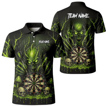 Personalised Black Green Monster Skull Dartboard Darts Shirt For Men A277