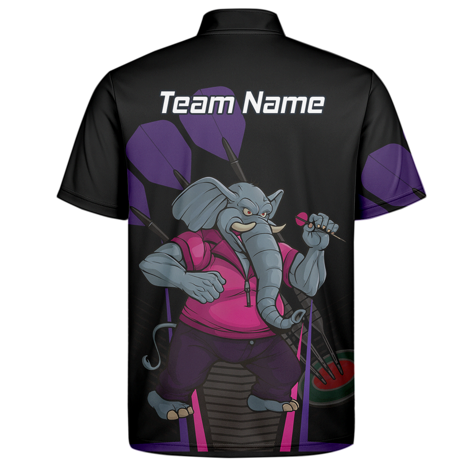 Personalised Furious Elephant Darts Polo Shirt Black Pink Purple For Men V0082 additional image 7