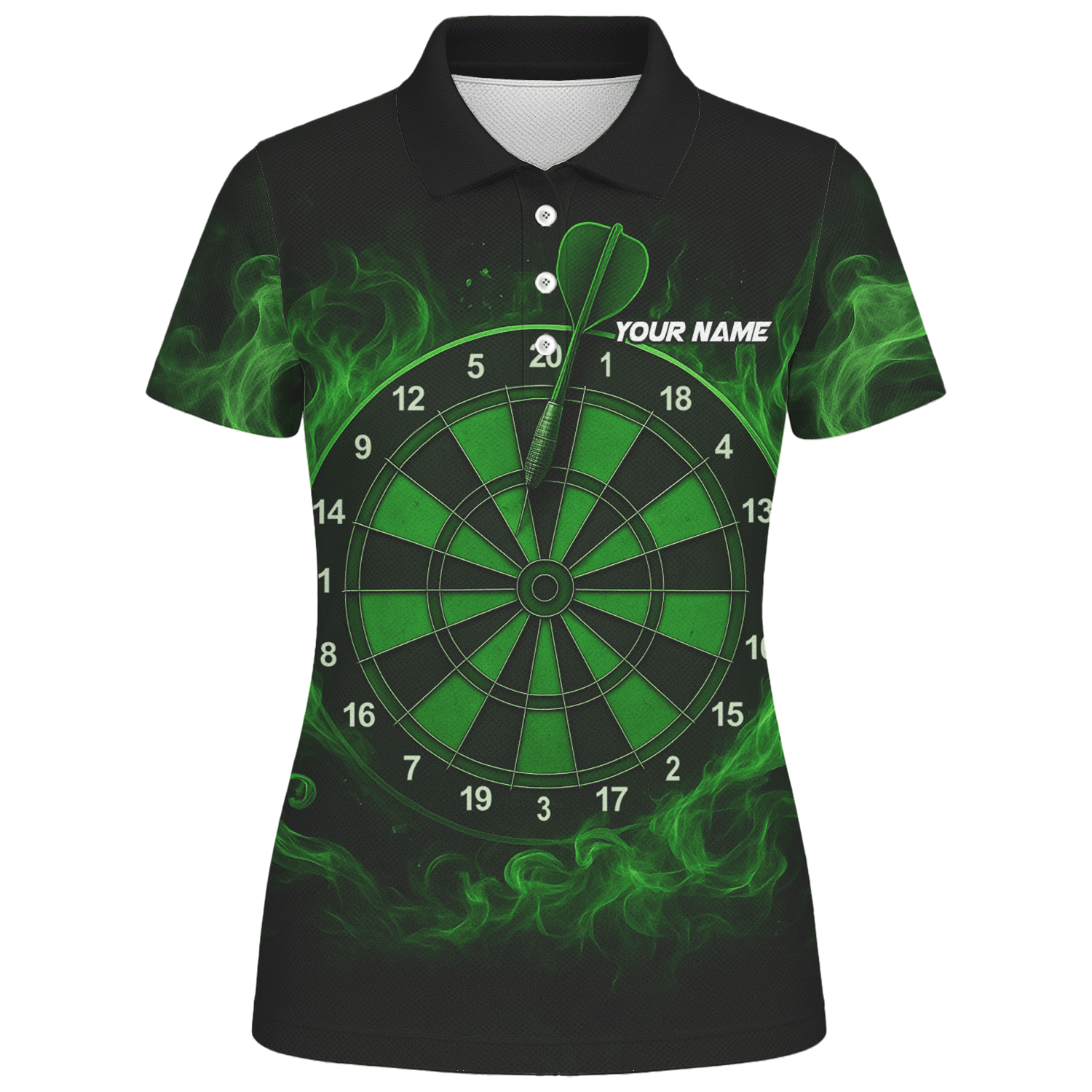 Personalized Green Flame Dart Board Polo Shirt Black Green For Women W9913 additional image 1