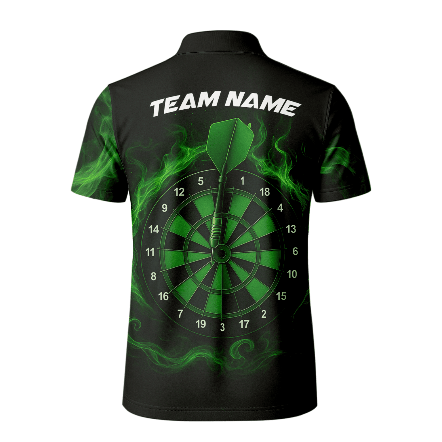 Personalized Green Flame Dart Board Polo Shirt Black Green For Men W9913 additional image 3