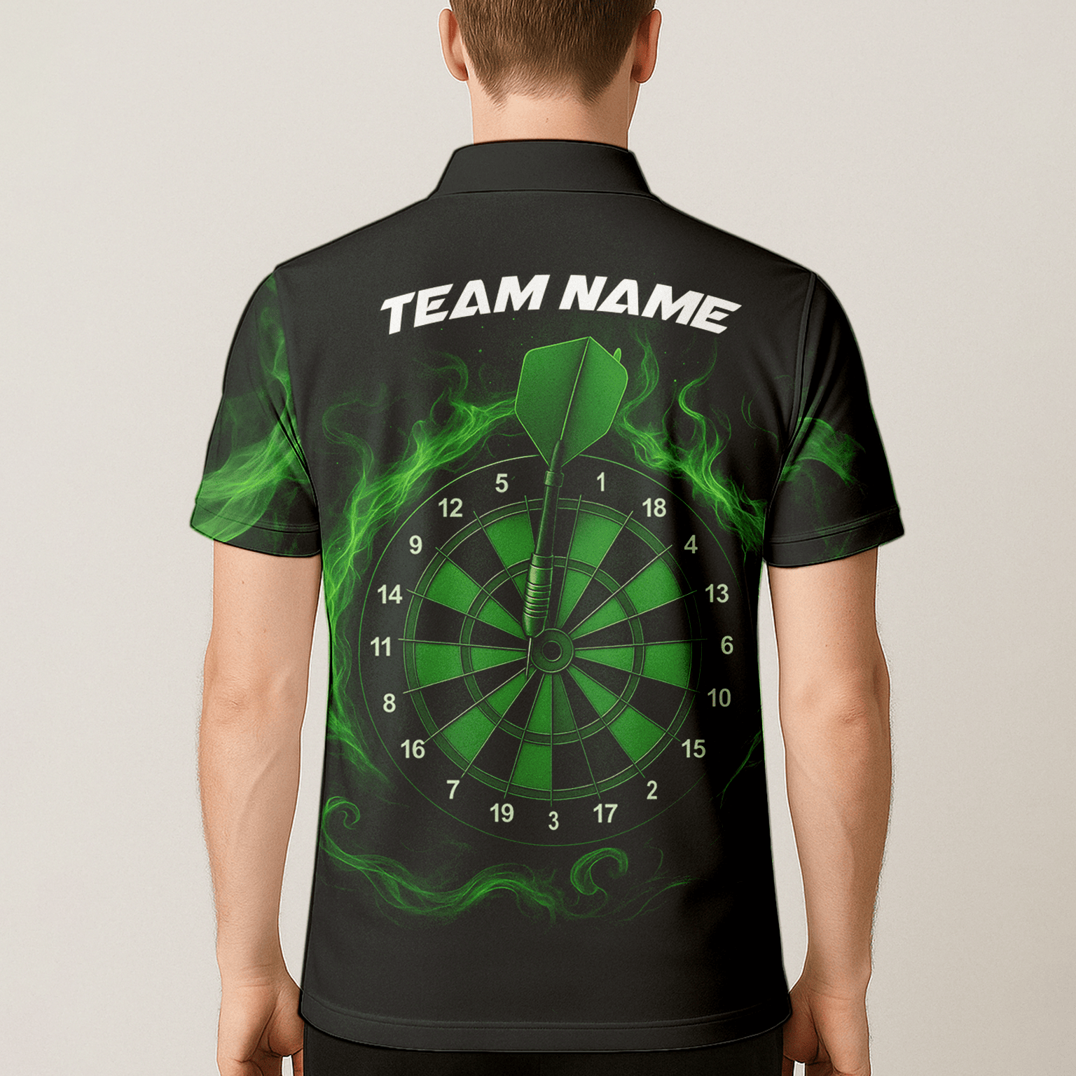 Personalized Green Flame Dart Board Polo Shirt Black Green For Men W9913 additional image 5