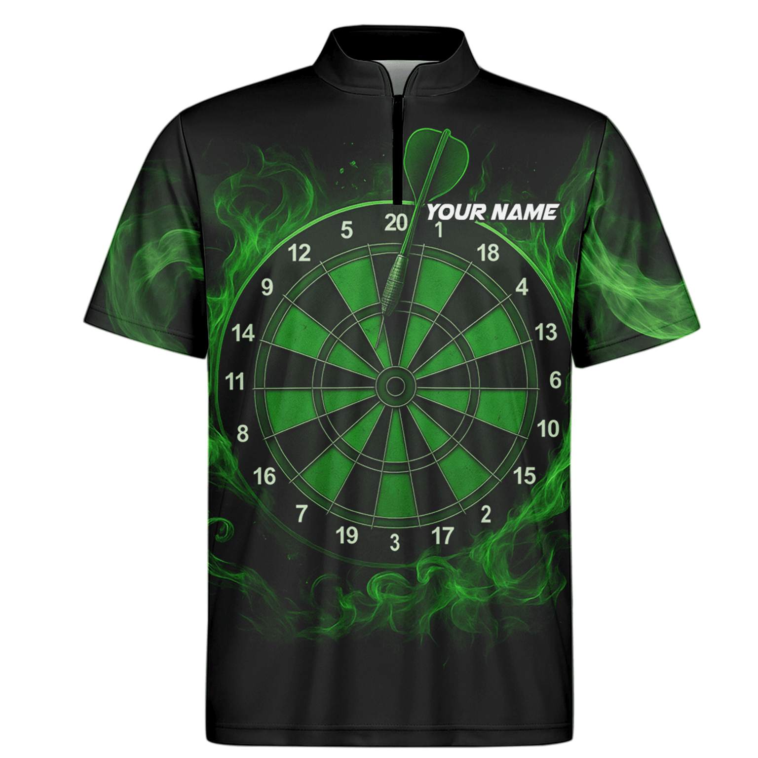 Personalized Green Flame Dart Board Polo Shirt Black Green For Men W9913 additional image 6