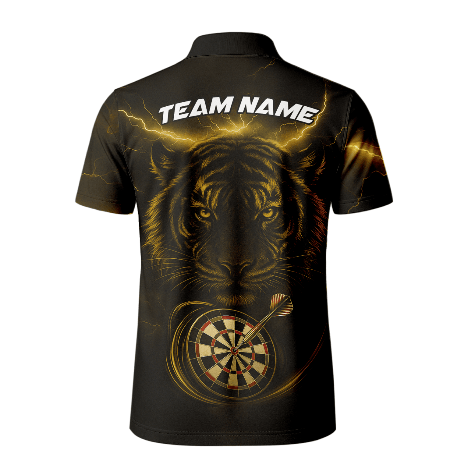 Personalized Gold Lightning Tiger Dart Polo Shirt Black for Men N4631 additional image 3