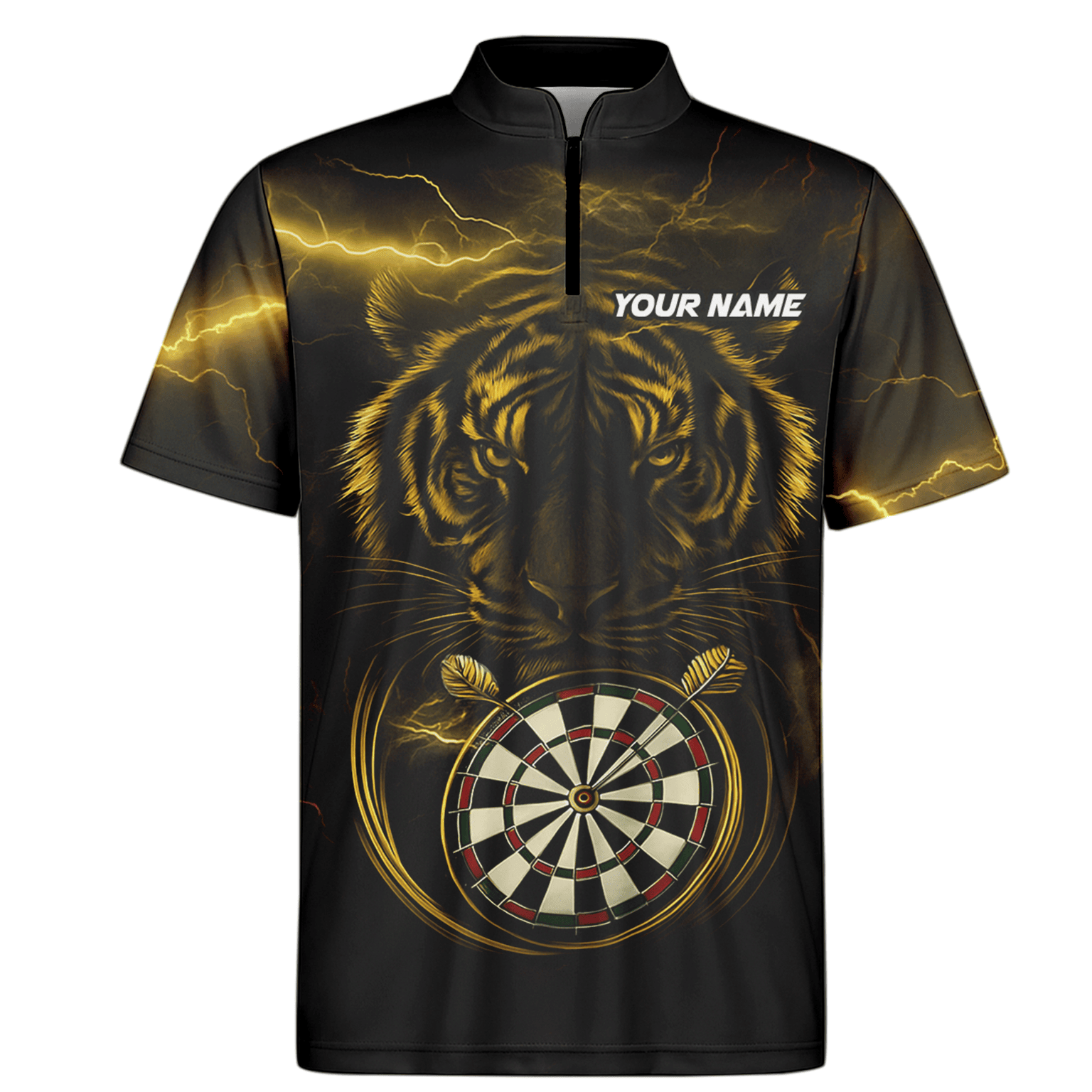 Personalized Gold Lightning Tiger Dart Polo Shirt Black for Men N4631 additional image 6