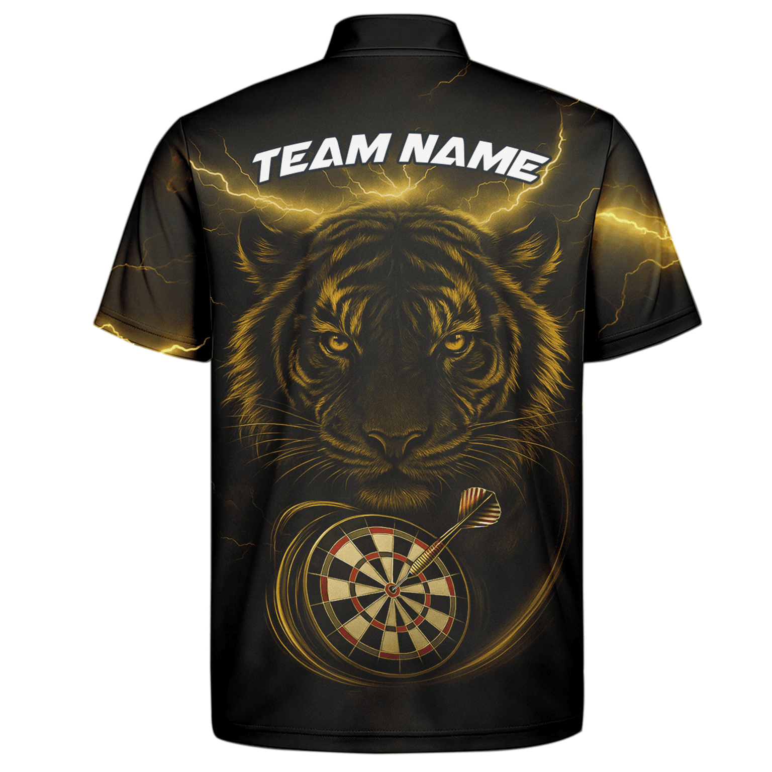 Personalized Gold Lightning Tiger Dart Polo Shirt Black for Men N4631 additional image 7