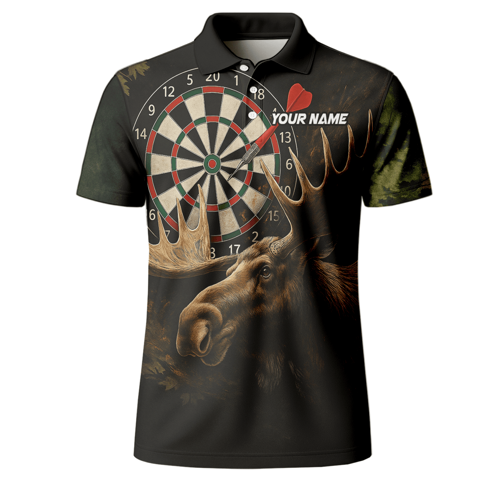Personalized Moose Hunter Darts Polo Shirt Black Green For Men J8357 additional image 2