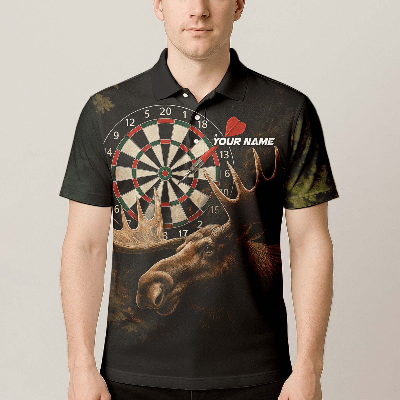 Personalized Moose Hunter Darts Polo Shirt Black Green For Men J8357 additional image 4