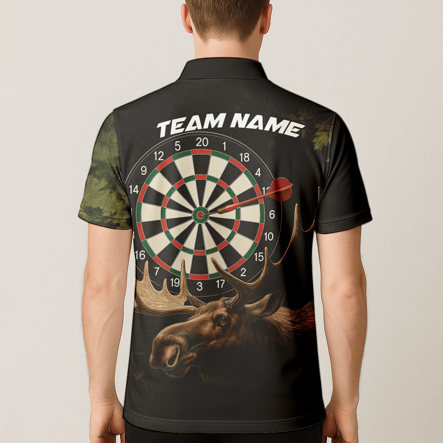 Personalized Moose Hunter Darts Polo Shirt Black Green For Men J8357 additional image 5