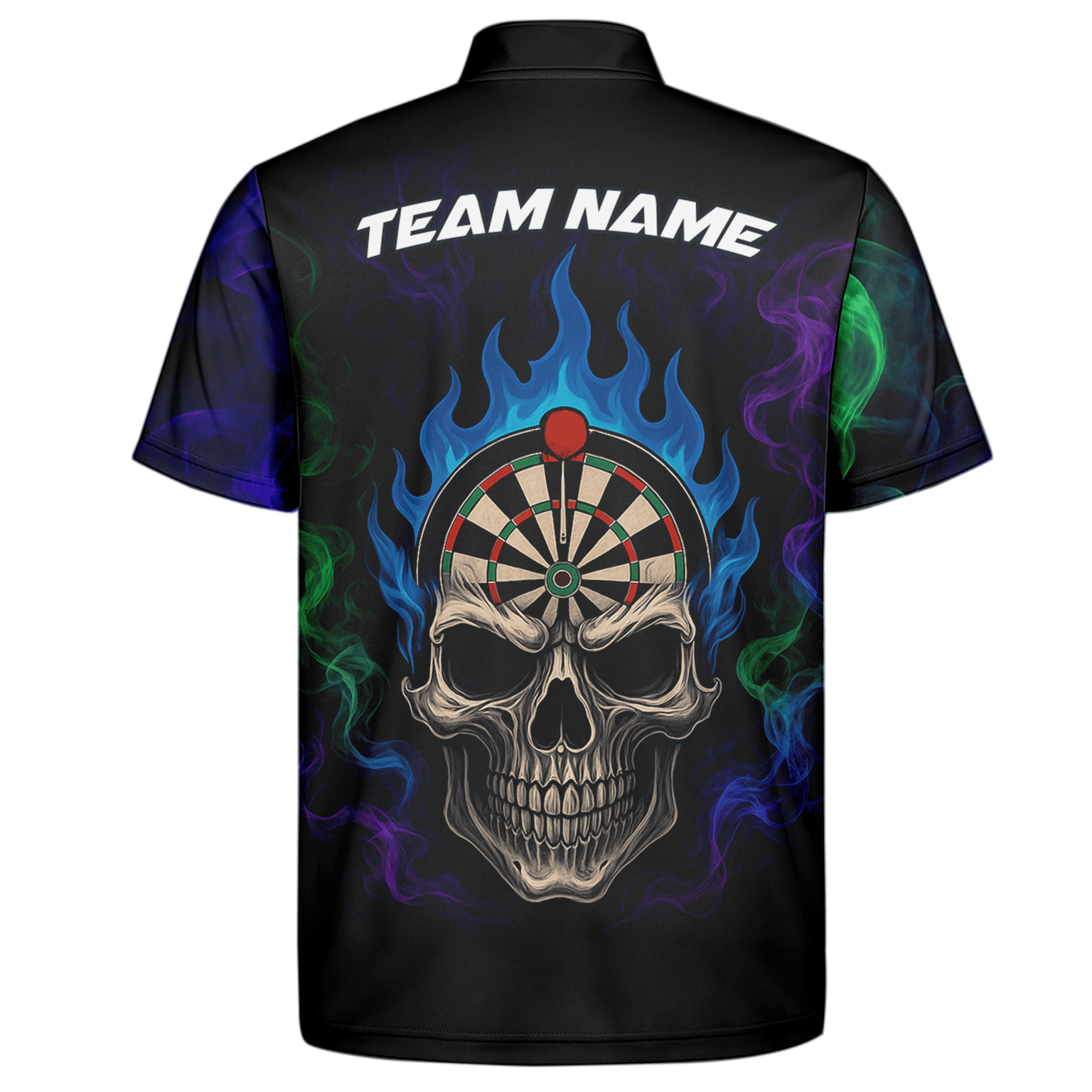 Personalized Black Skull Darts Polo Shirt Blue Flame For Men W9405 additional image 7