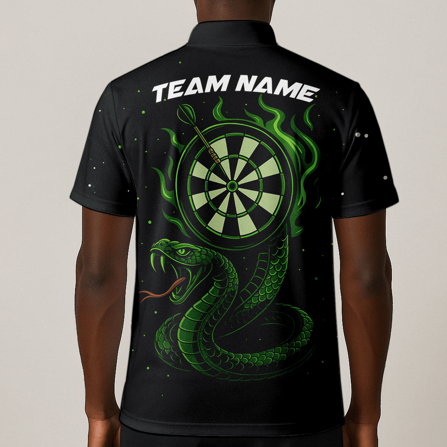 Personalized Green Flame Cobra Dart Polo Shirt Black For Men P6781 additional image 1