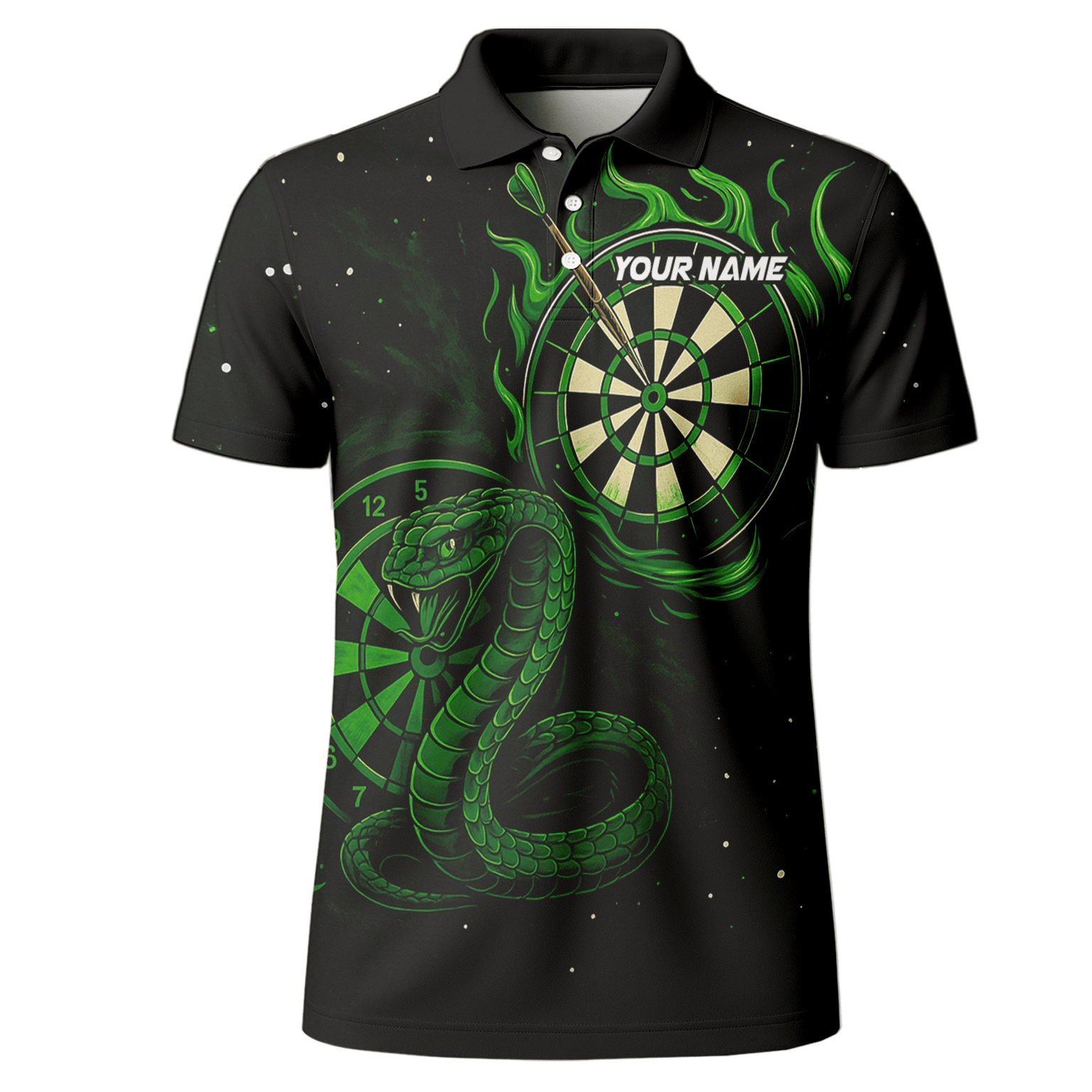 Personalized Green Flame Cobra Dart Polo Shirt Black For Men P6781 additional image 2