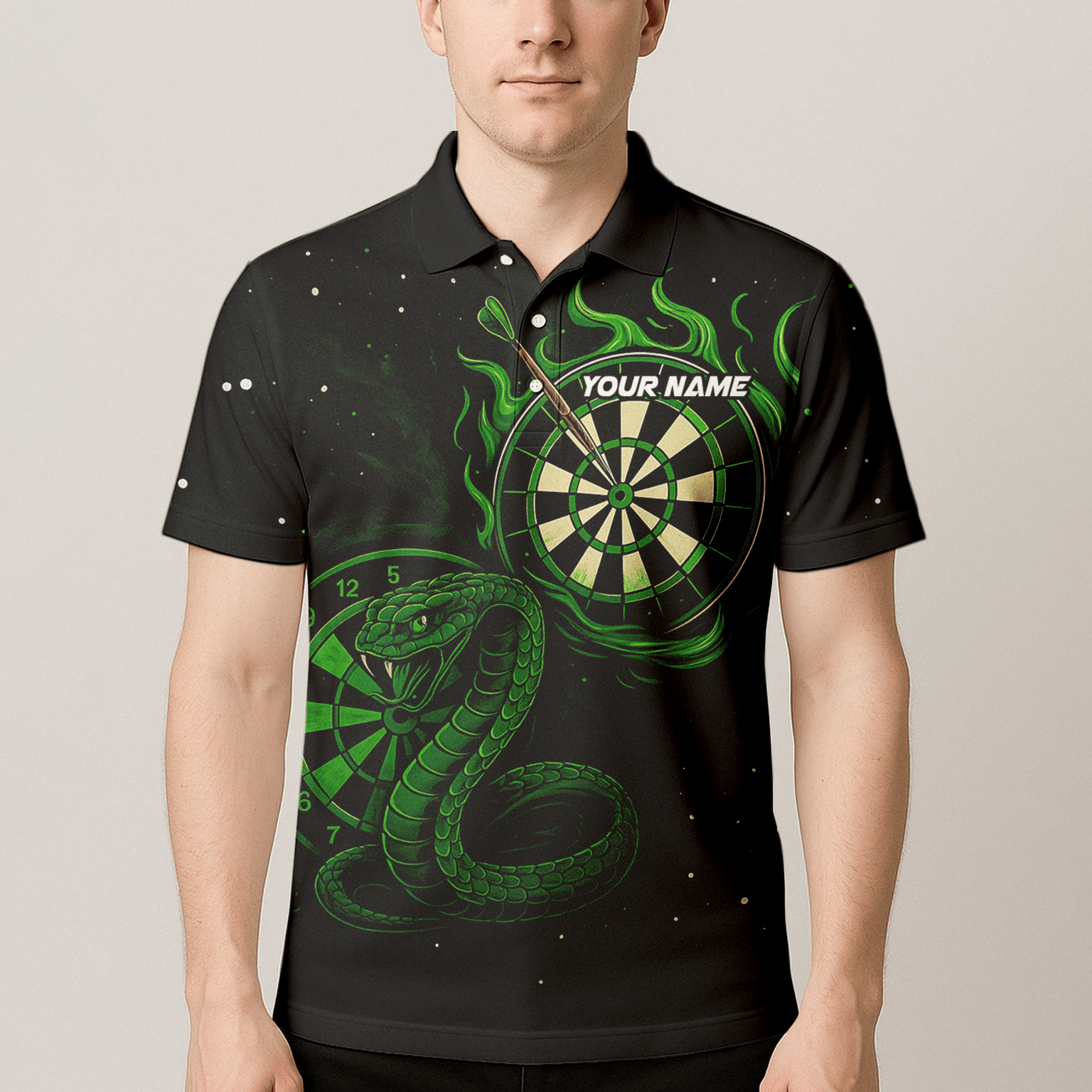 Personalized Green Flame Cobra Dart Polo Shirt Black For Men P6781 additional image 4