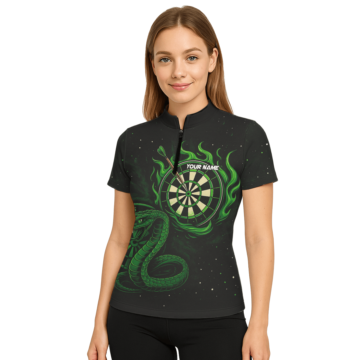 Personalized Green Flame Cobra Dart Polo Shirt Black For Women P6781 additional image 5