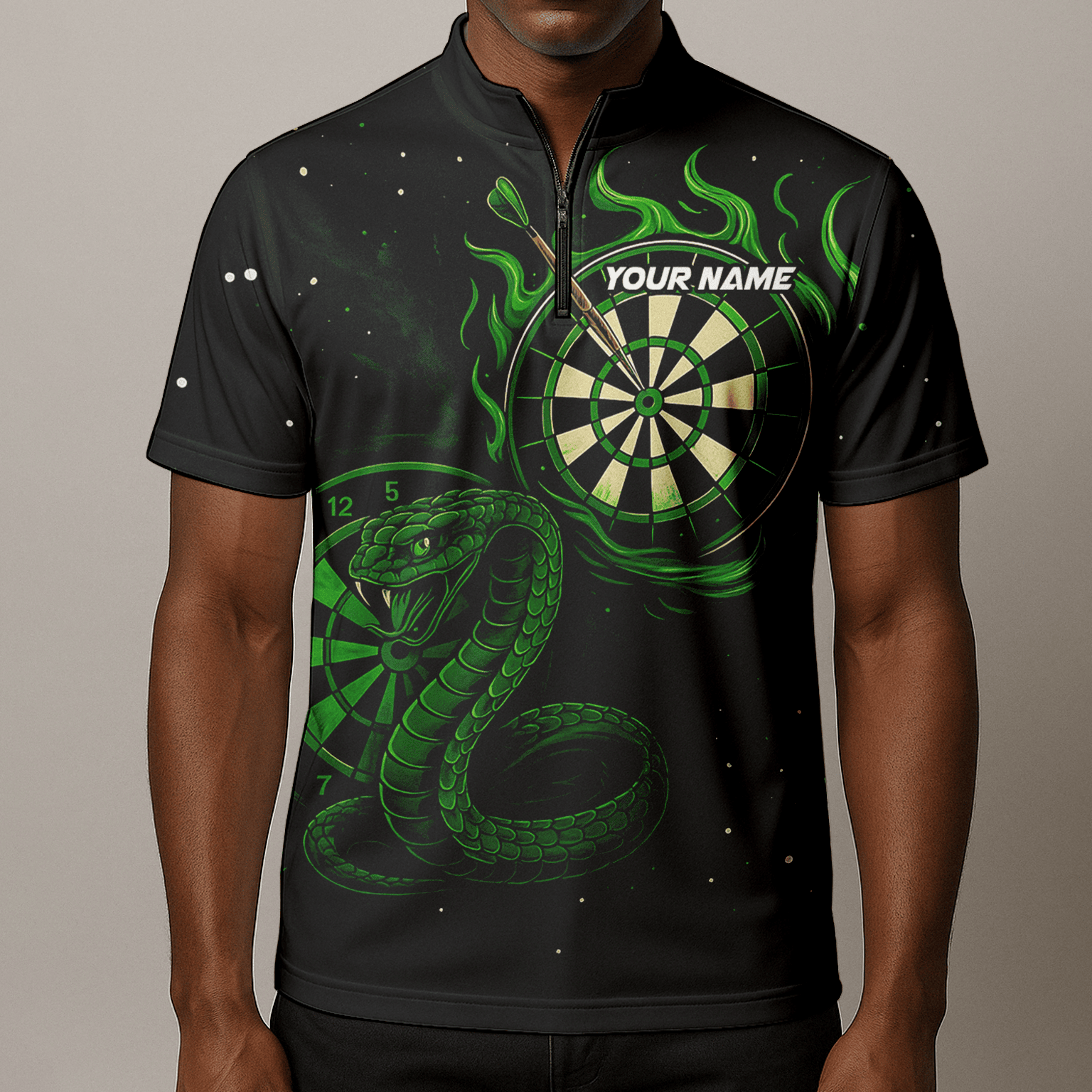 Personalized Green Flame Cobra Dart Polo Shirt Black For Men P6781 additional image 8