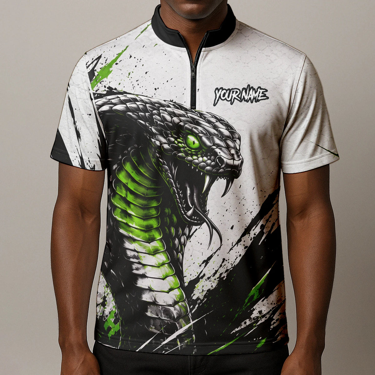 Personalised White Black Green Cobra Darts Shirt For Men A017