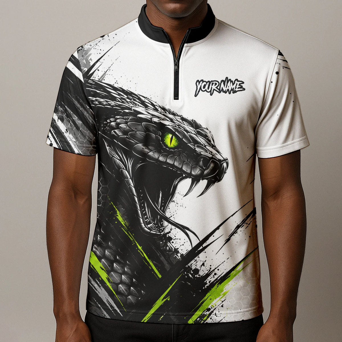 Personalised White Black Green Cobra Darts Shirt For Men I051