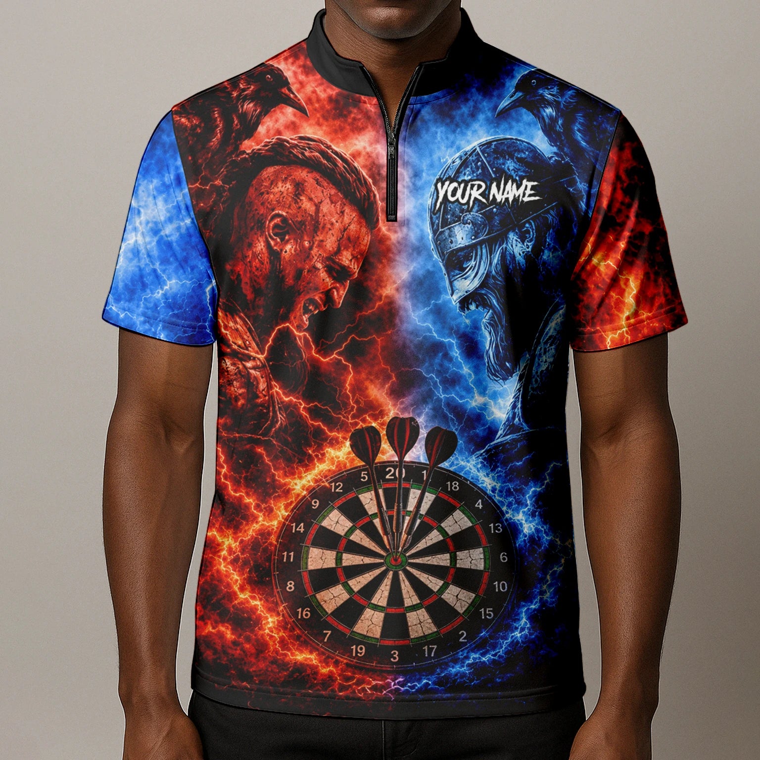 Personalised Red & Blue Viking Darts Shirt For Men I920