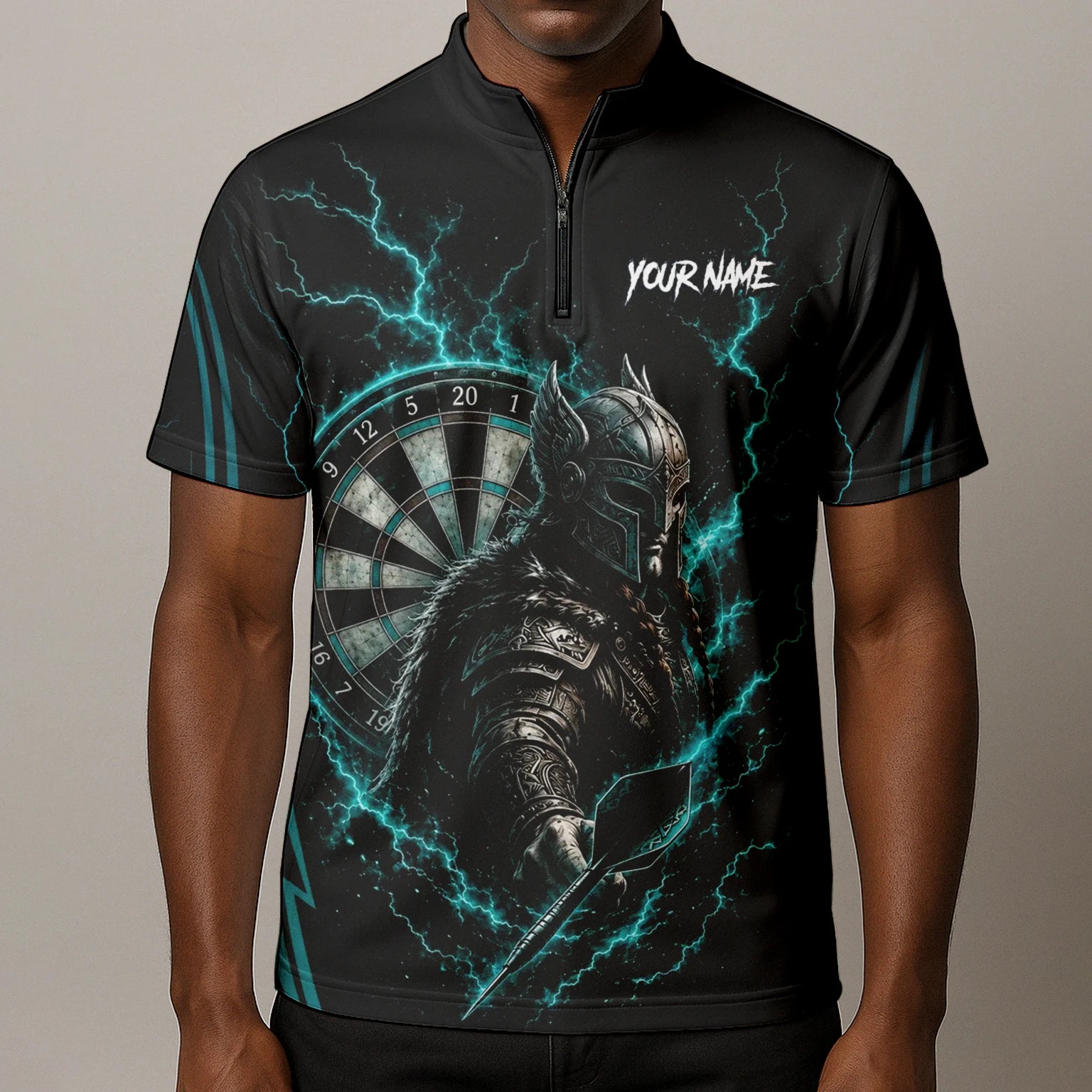 Personalised Teal Lightning Viking Darts Polo Shirt For Men O328