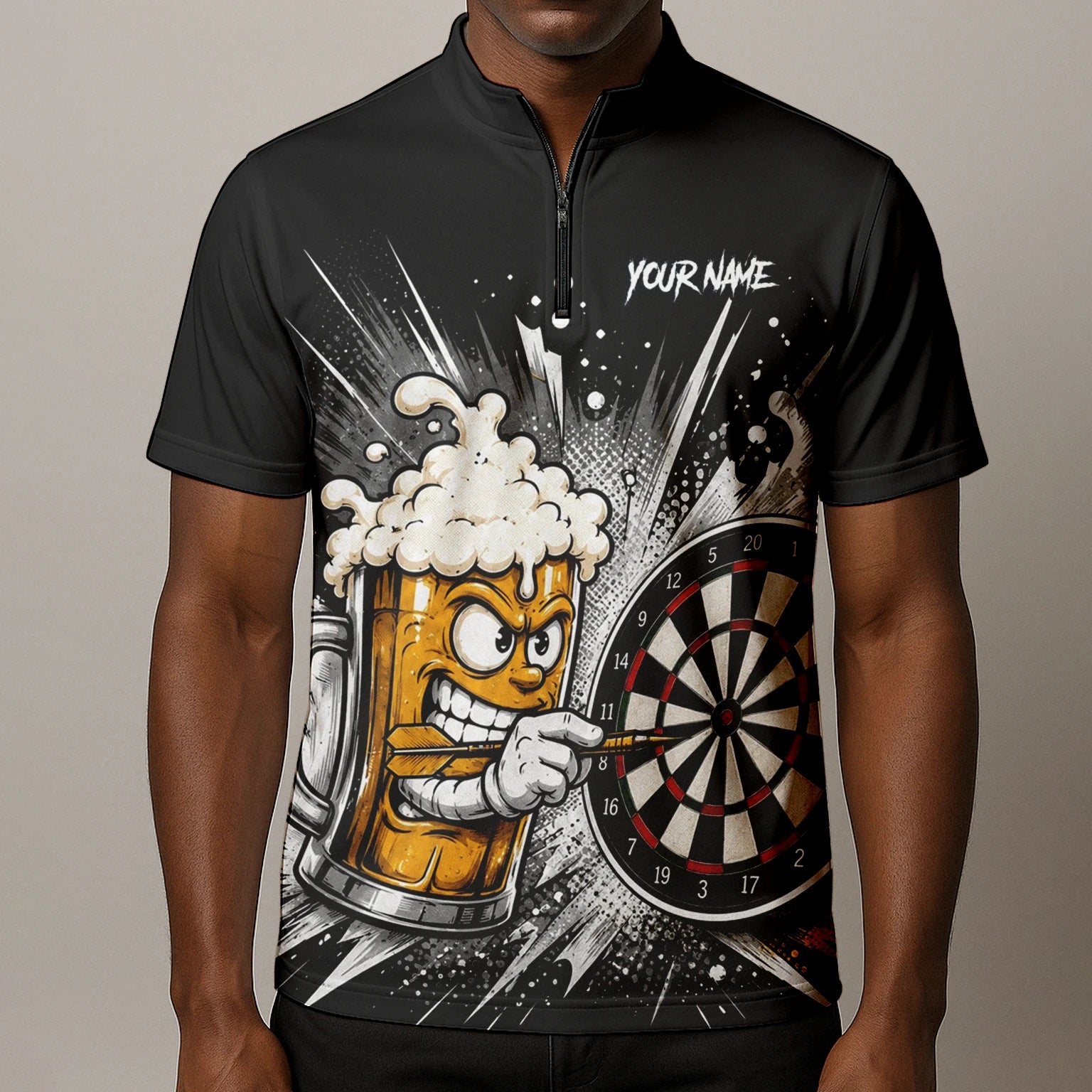Personalised Beer Mug Darts Polo Shirt For Men S555