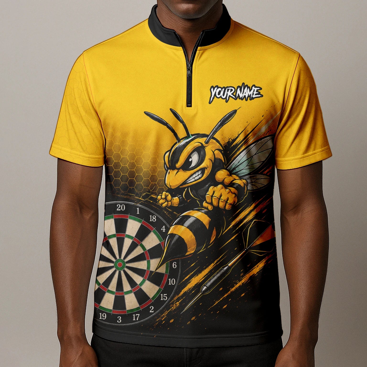 Personalised Yellow & Black Wasp Darts Shirt For Men F032