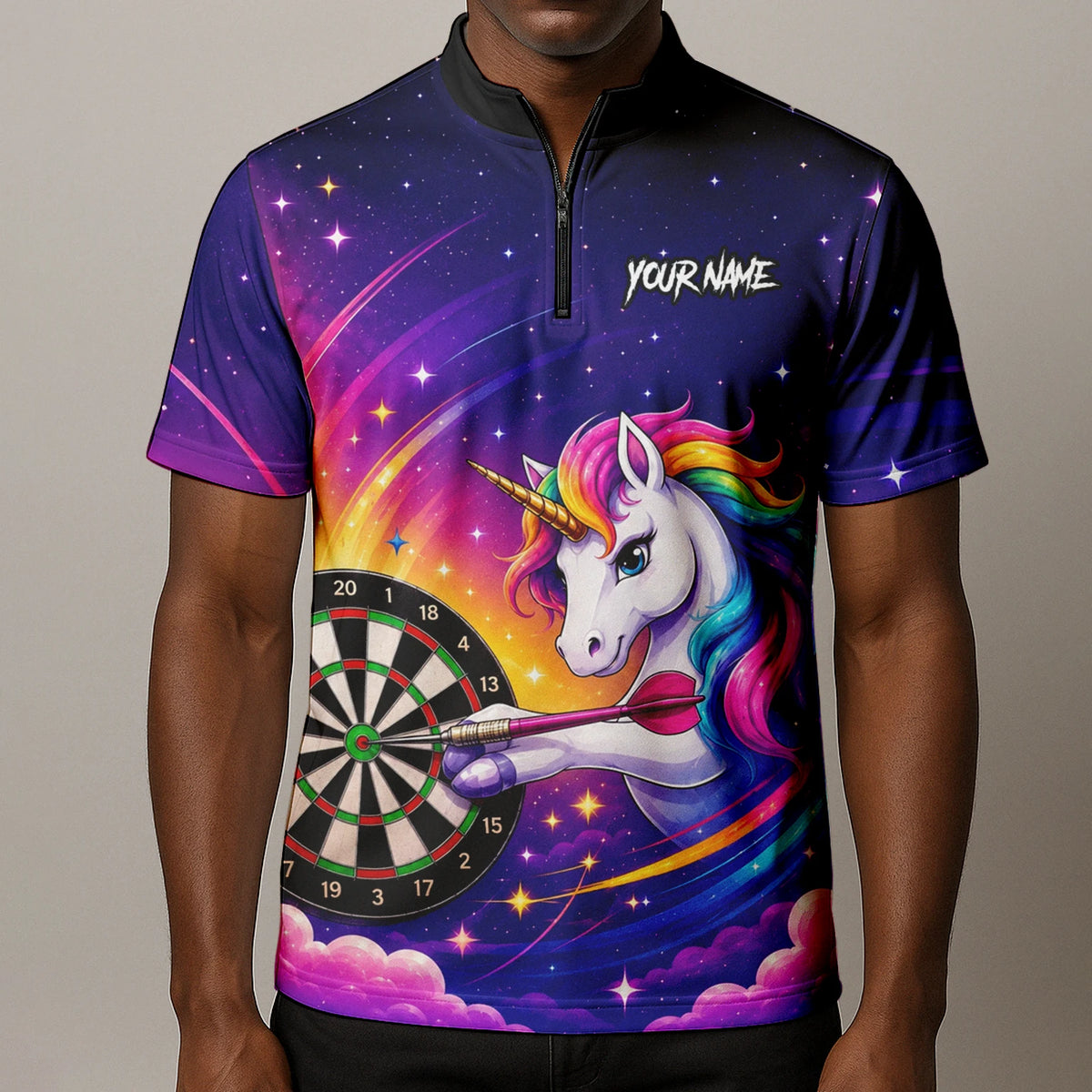 Personalised Purple Rainbow Unicorn Darts Shirt For Men P431