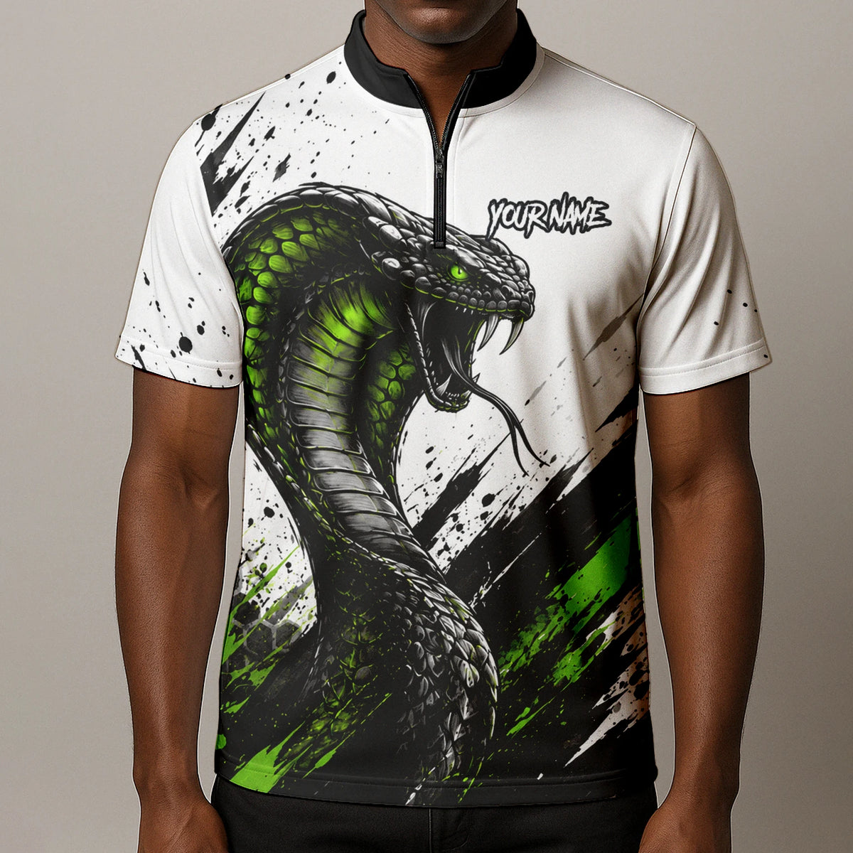 Personalised White Black Green Cobra Darts Shirt For Men Y070