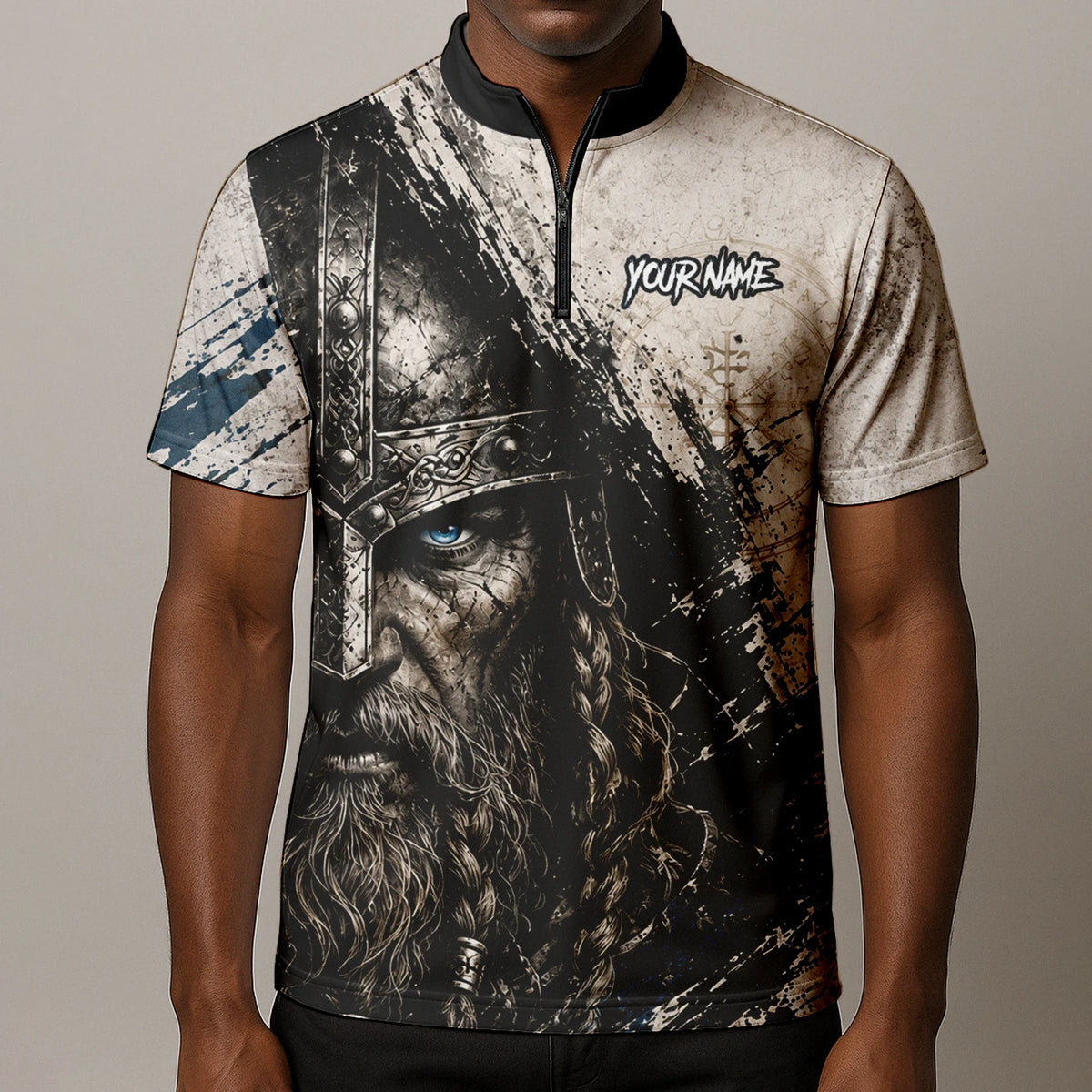Personalised White Black Blue Viking Darts Shirt For Men U843