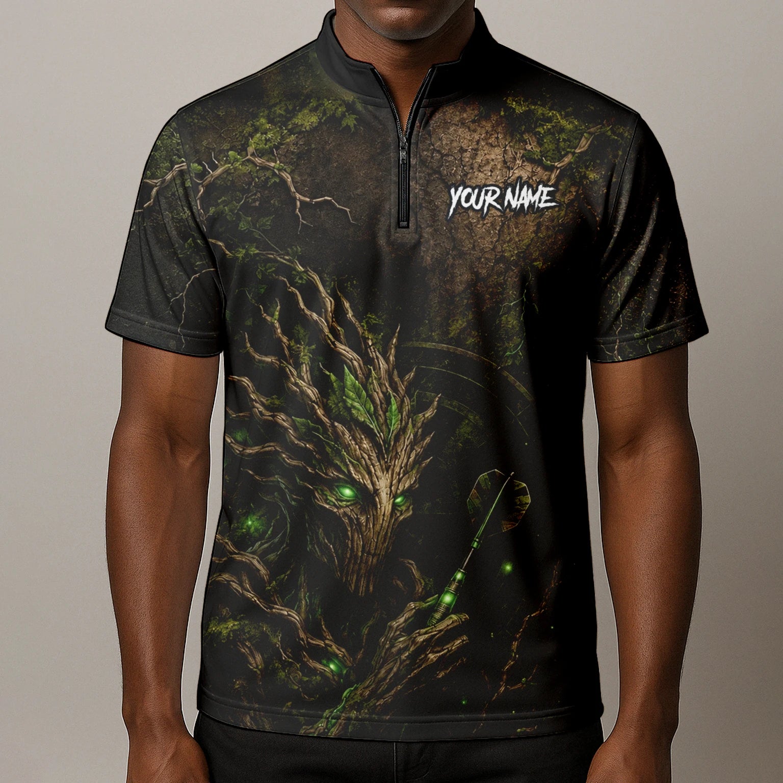 Personalised Dark Green Tree Ent Dartboard Darts Shirt For Men C913