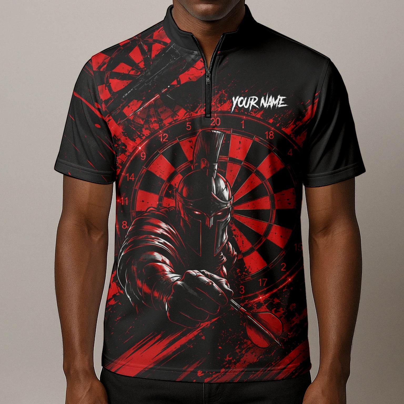 Personalised Red & Black Spartan Darts Polo Shirt For Men W276