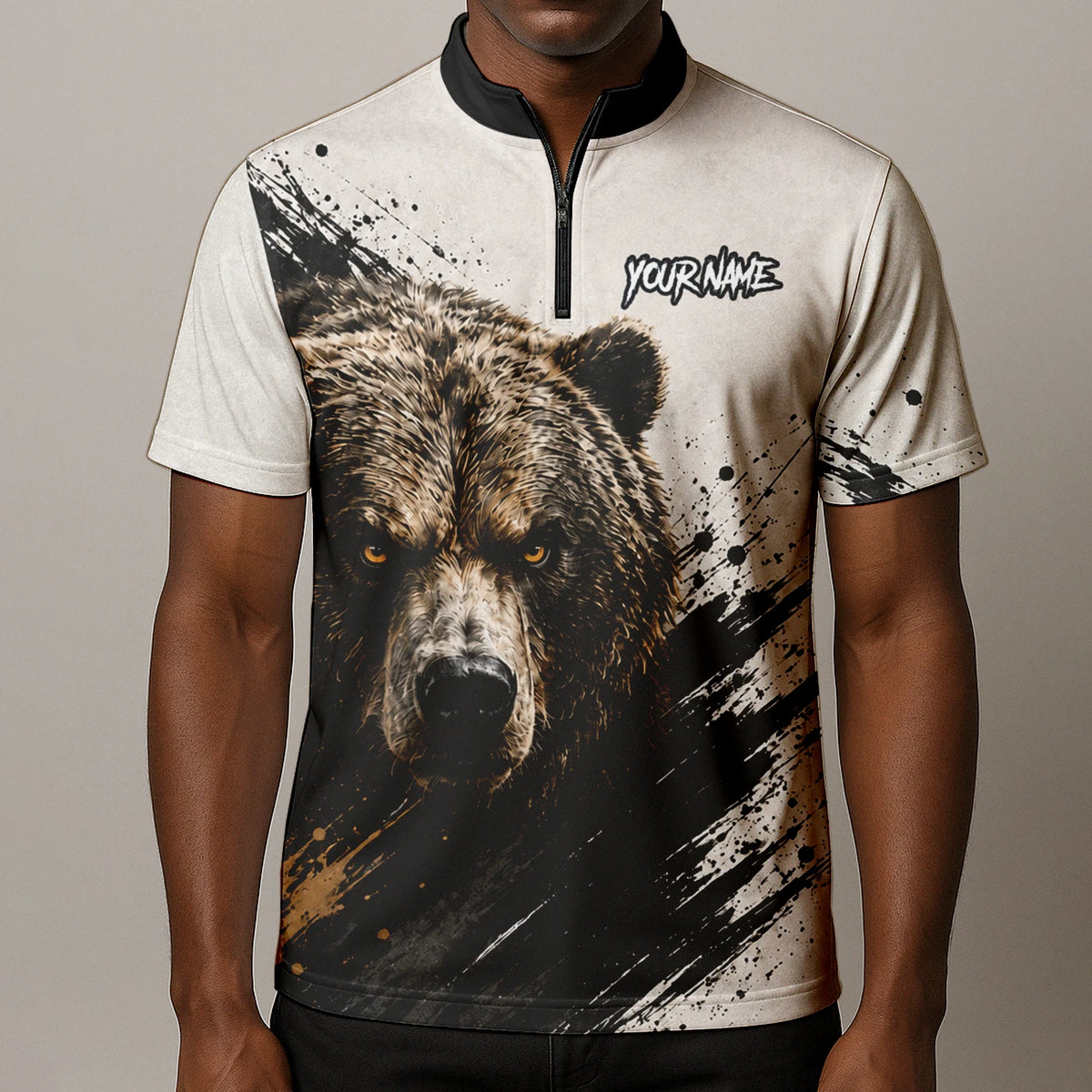 Personalised White Black Brown Bear Darts Shirt For Men F926