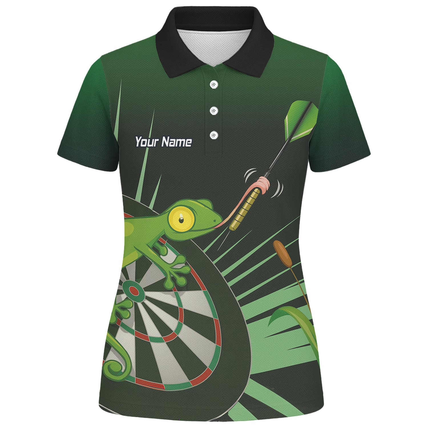 Personalised Gecko Darts Polo Shirt Green Black For Men M5488 additional image 1