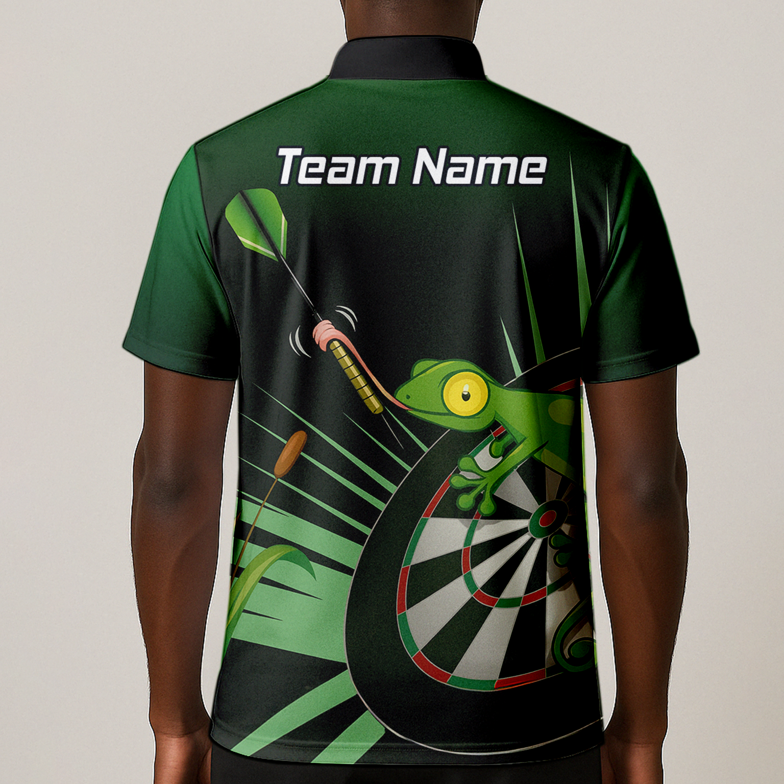 Personalised Gecko Darts Polo Shirt Green Black For Men M5488 additional image 1