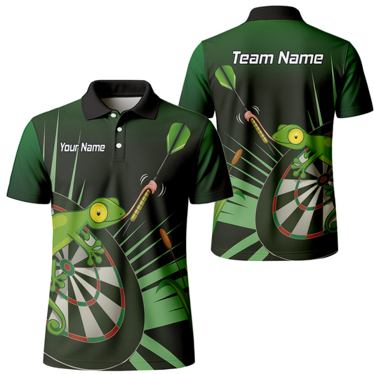 Personalised Gecko Darts Polo Shirt Green Black For Men M5488 main image - polo No