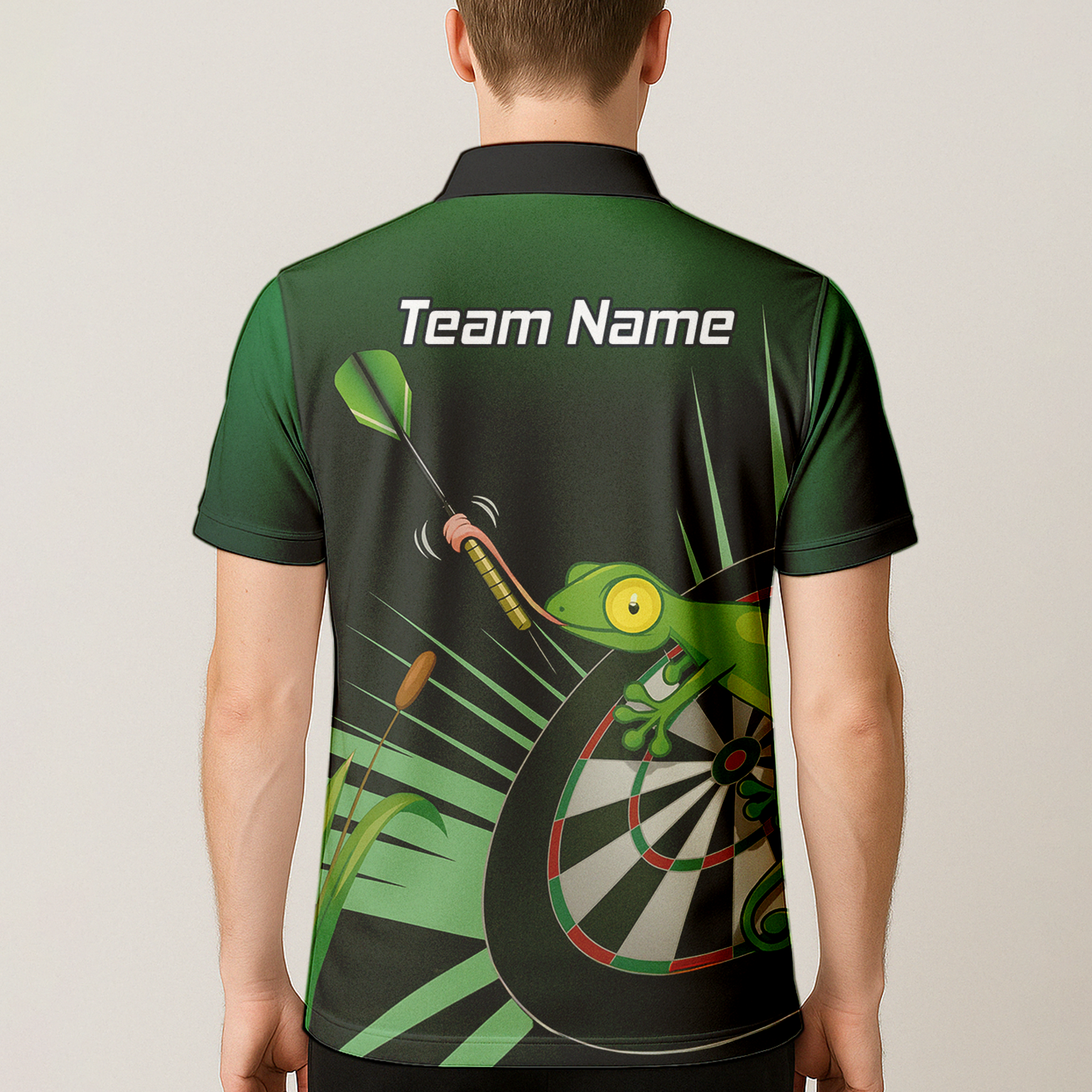 Personalised Gecko Darts Polo Shirt Green Black For Men M5488 additional image 5