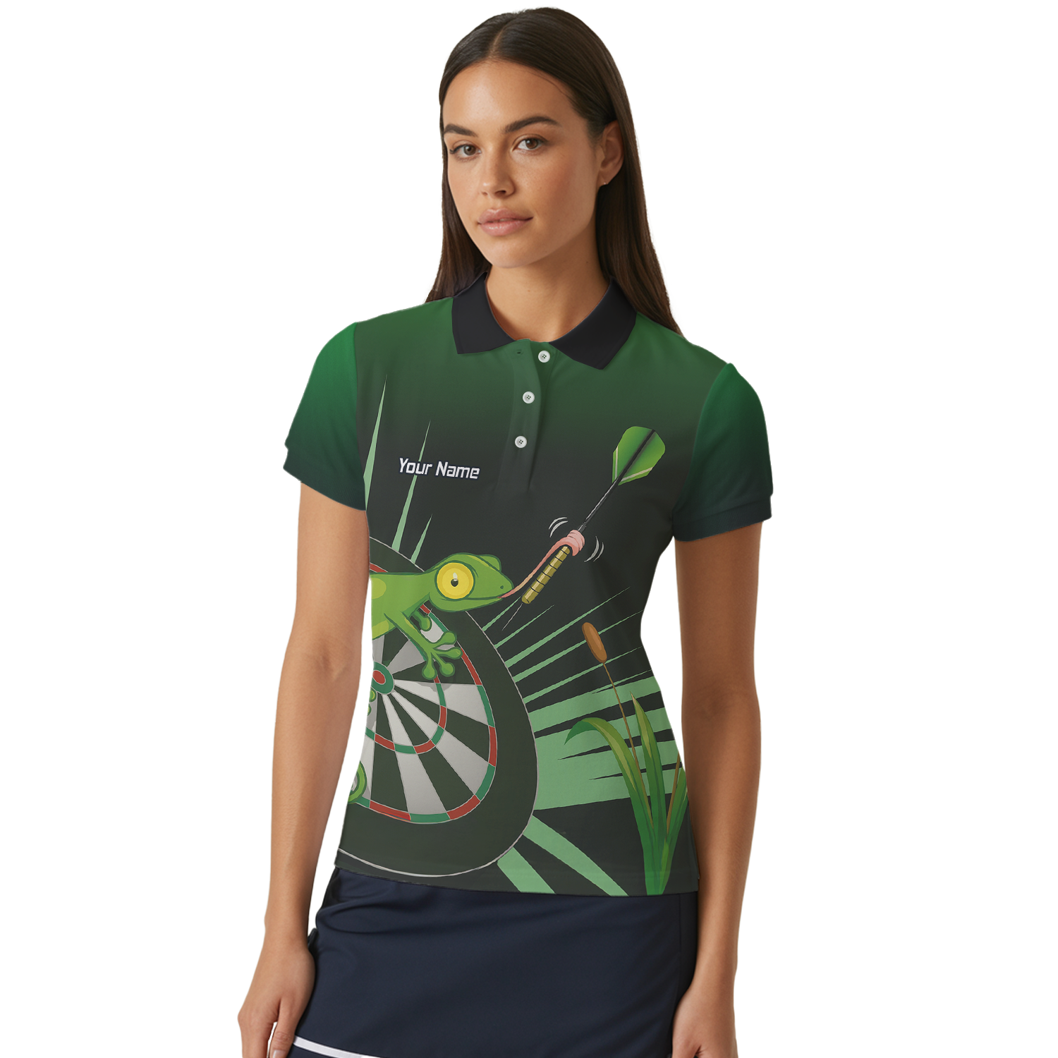 Personalised Gecko Darts Polo Shirt Green Black For Men M5488 additional image 4