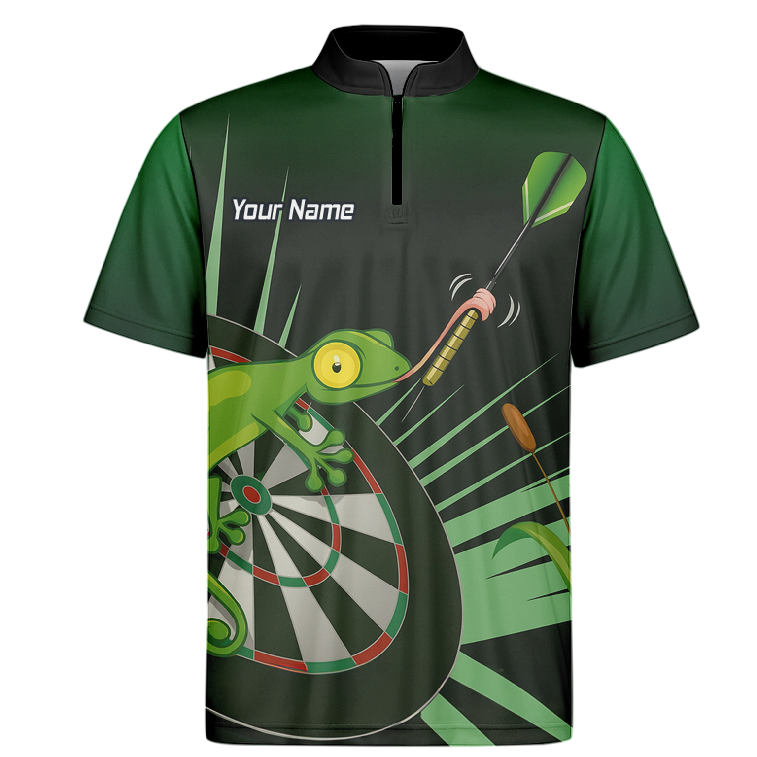 Personalised Gecko Darts Polo Shirt Green Black For Men M5488 additional image 6