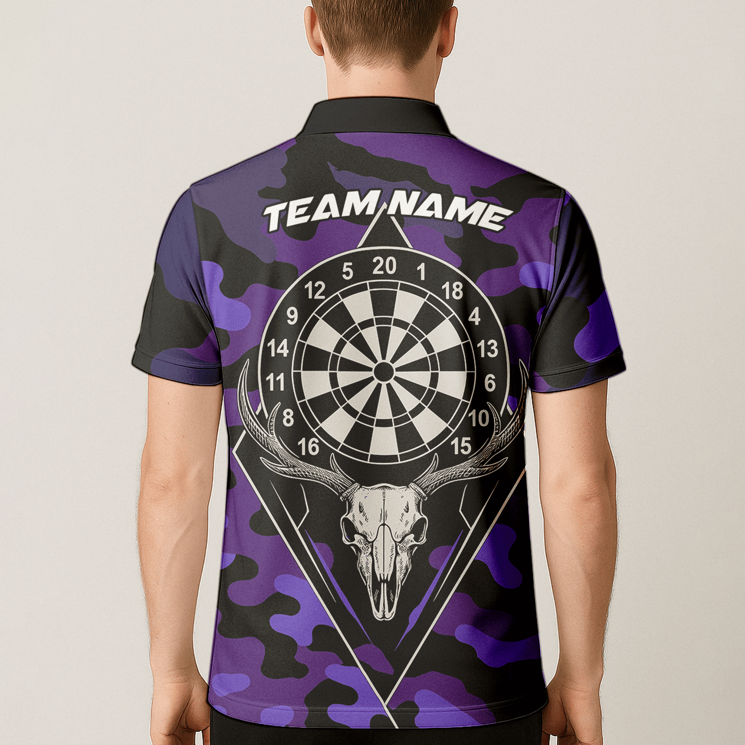 Personalized Purple Black Camo Dart Jersey Skull Dartboard For Men W1705 additional image 5
