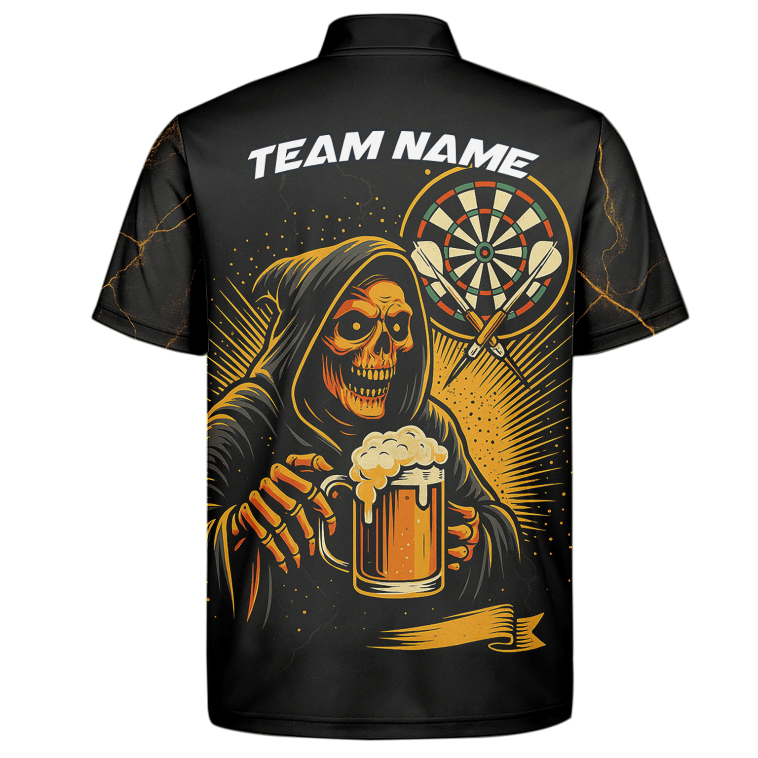Personalized Grim Reaper Beer Darts Polo Shirt Black Orange For Men B8975 additional image 7