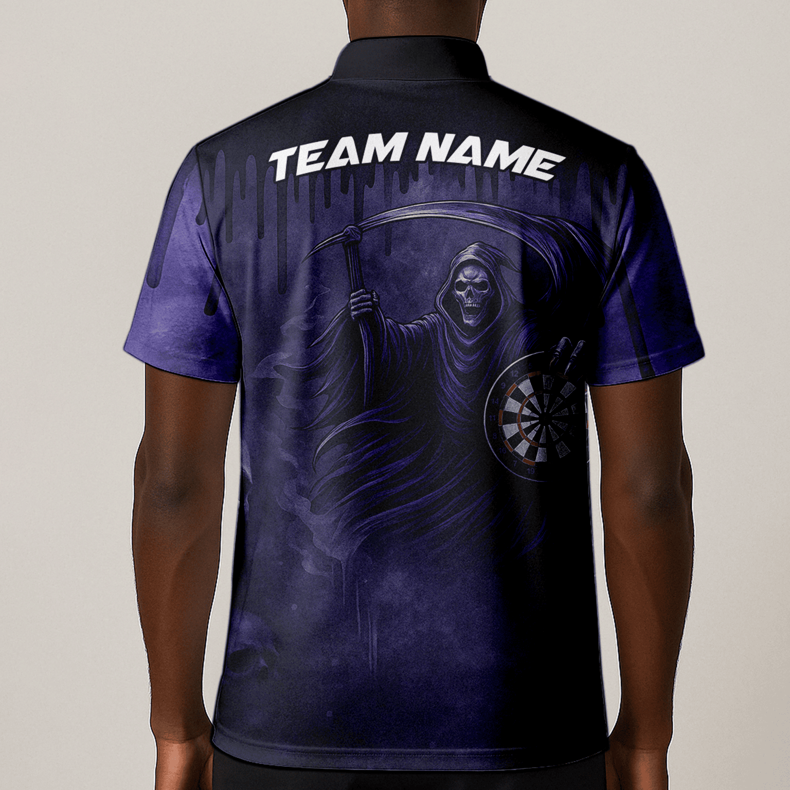Personalized Grim Reaper Skull Darts Polo Shirt Purple Black For Men C8621 additional image 1