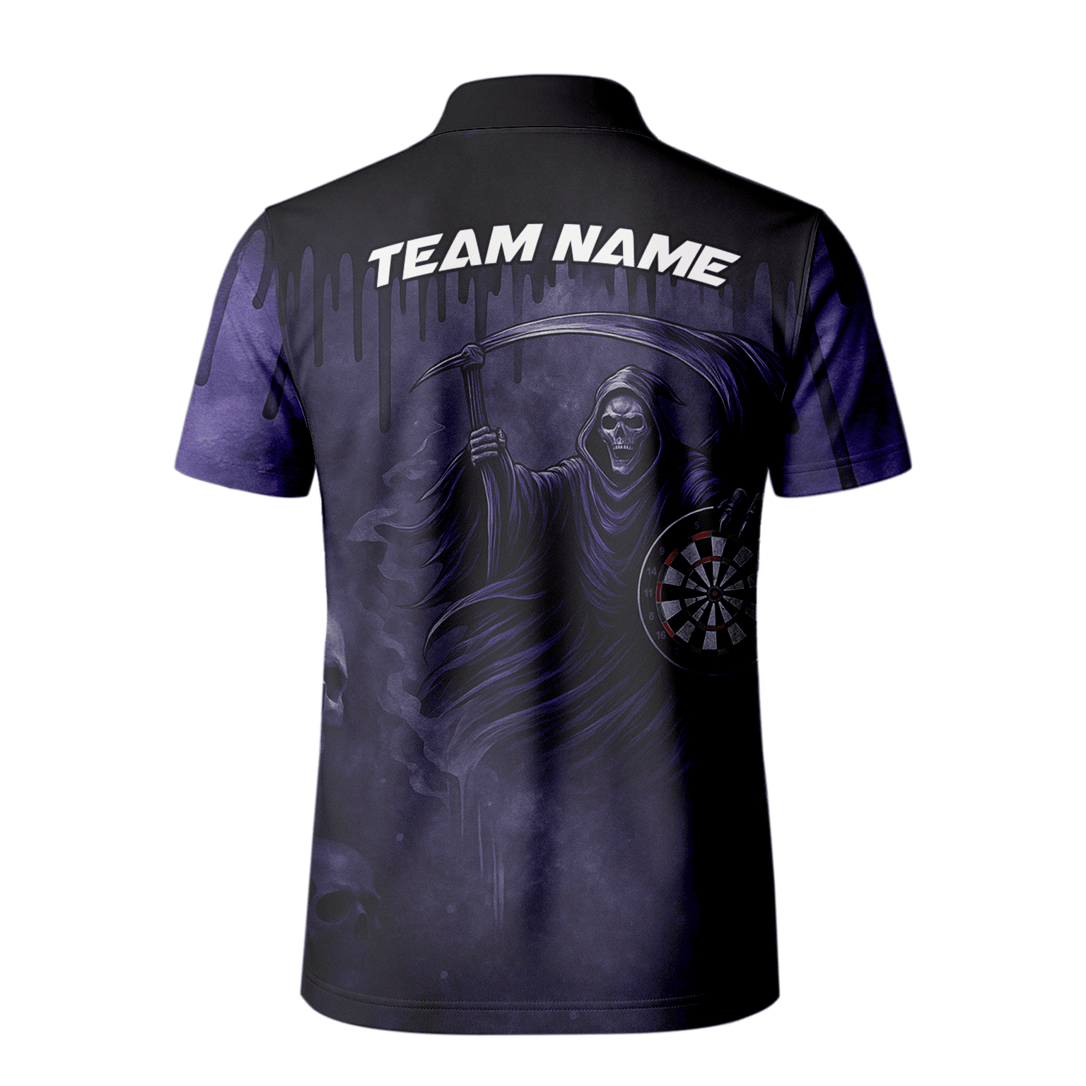 Personalized Grim Reaper Skull Darts Polo Shirt Purple Black For Men C8621 additional image 3