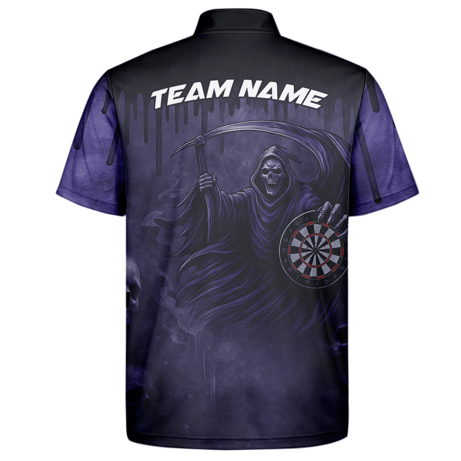 Personalized Grim Reaper Skull Darts Polo Shirt Purple Black For Men C8621 additional image 7