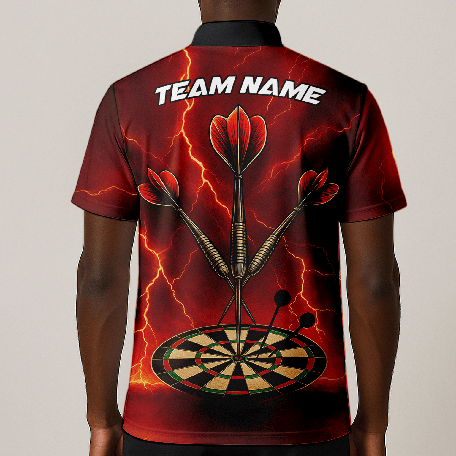 Personalized Lightning Darts Jersey Red Black Polo Shirt for Men S9300 additional image 1
