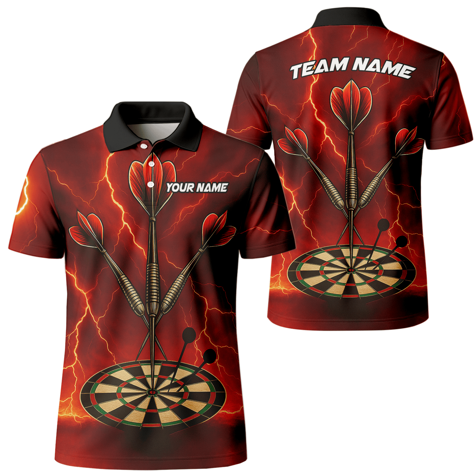 Personalized Lightning Darts Jersey Red Black Polo Shirt for Men S9300 main image - polo No