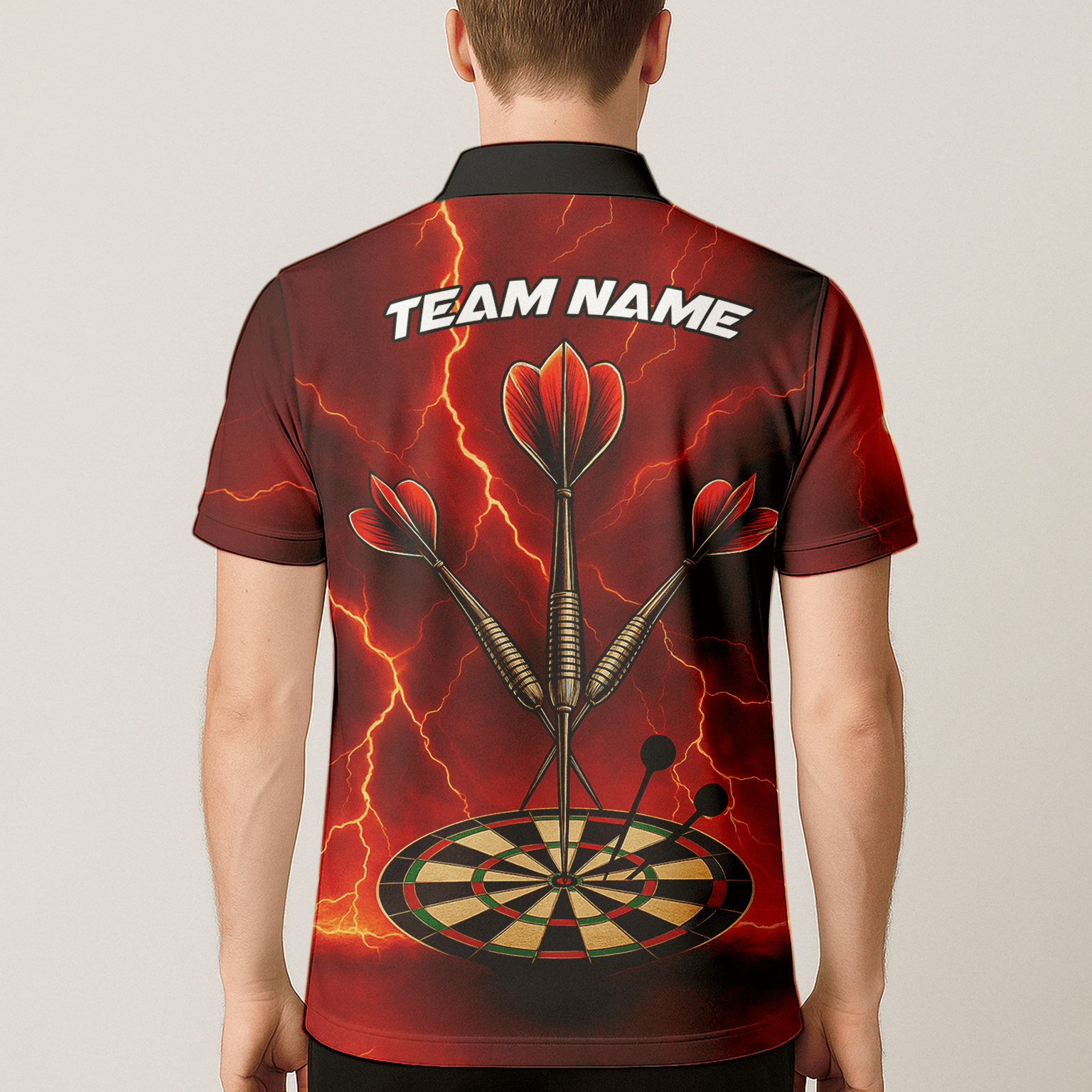 Personalized Lightning Darts Jersey Red Black Polo Shirt for Men S9300 additional image 5