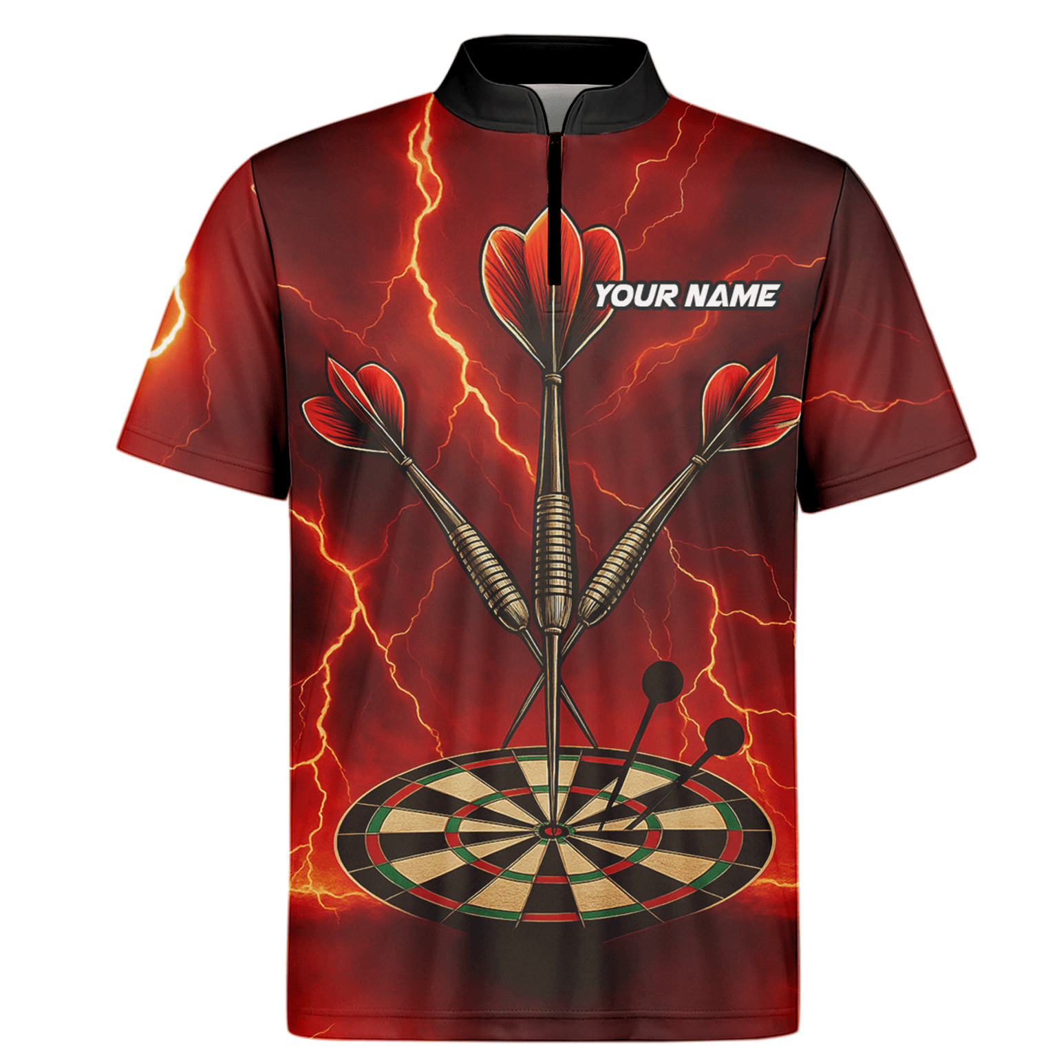 Personalized Lightning Darts Jersey Red Black Polo Shirt for Men S9300 additional image 6