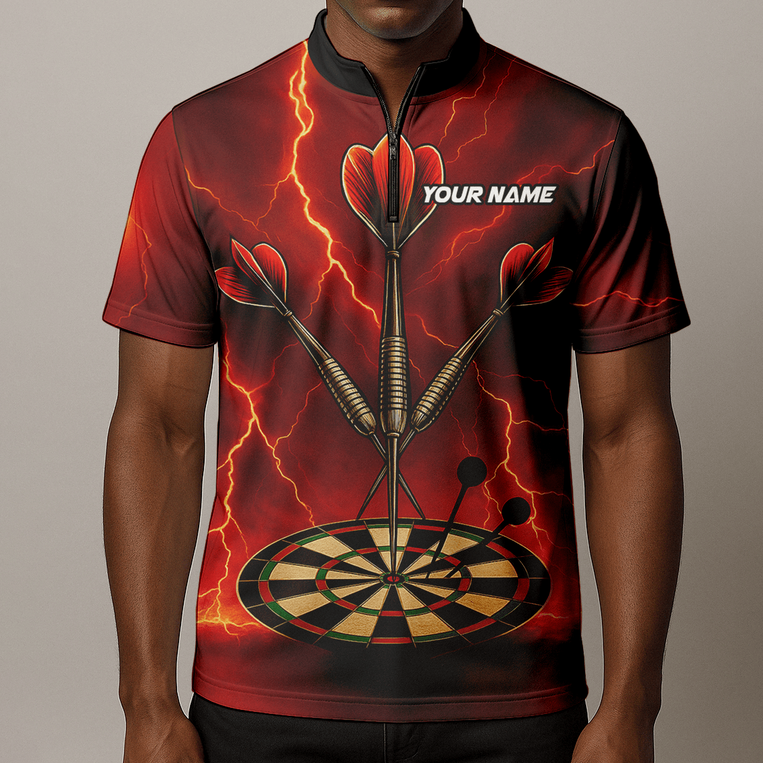 Personalized Lightning Darts Jersey Red Black Polo Shirt for Men S9300 additional image 8