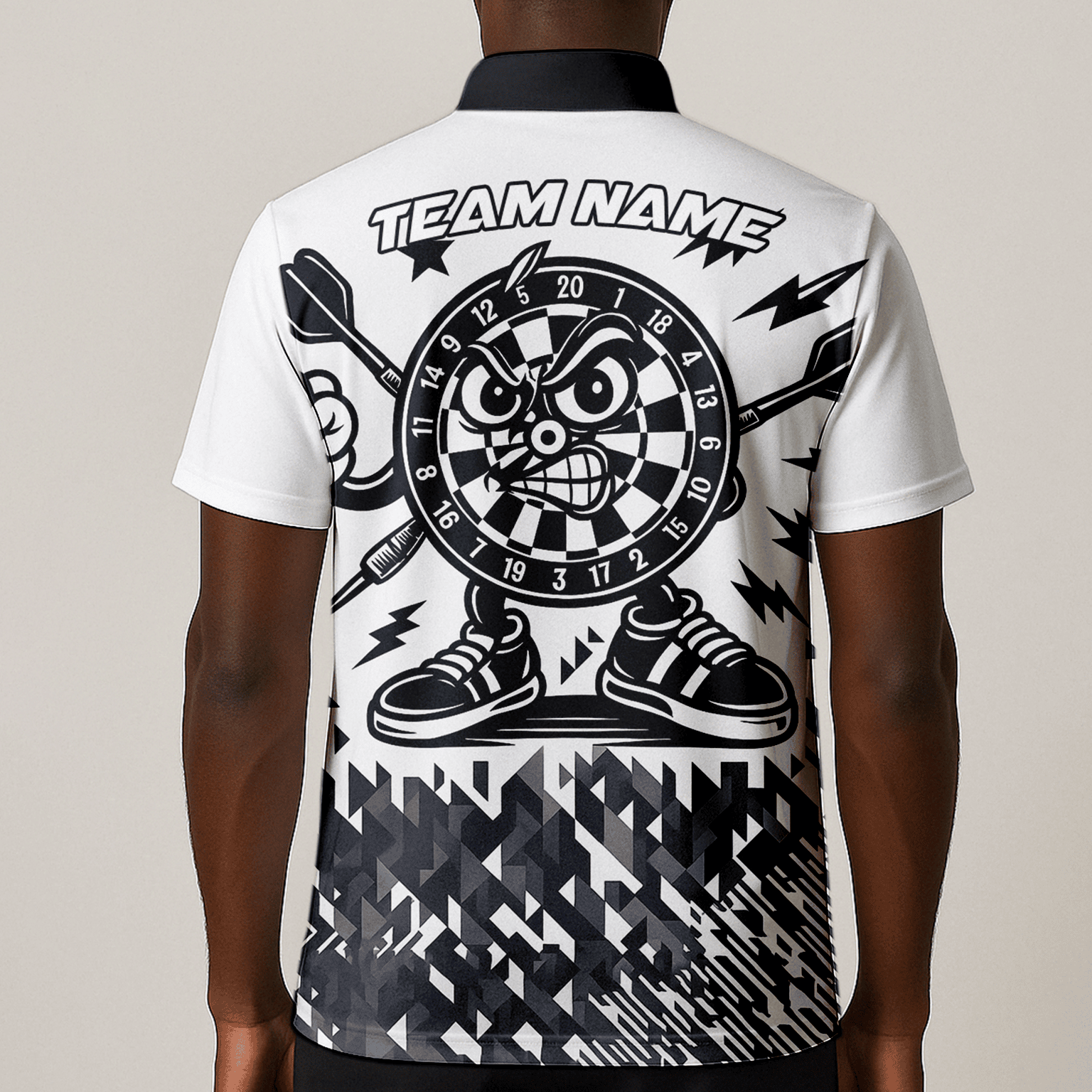 Personalized Angry Dartboard Mascot Dart Polo Shirt White Black For Men G3683 additional image 1