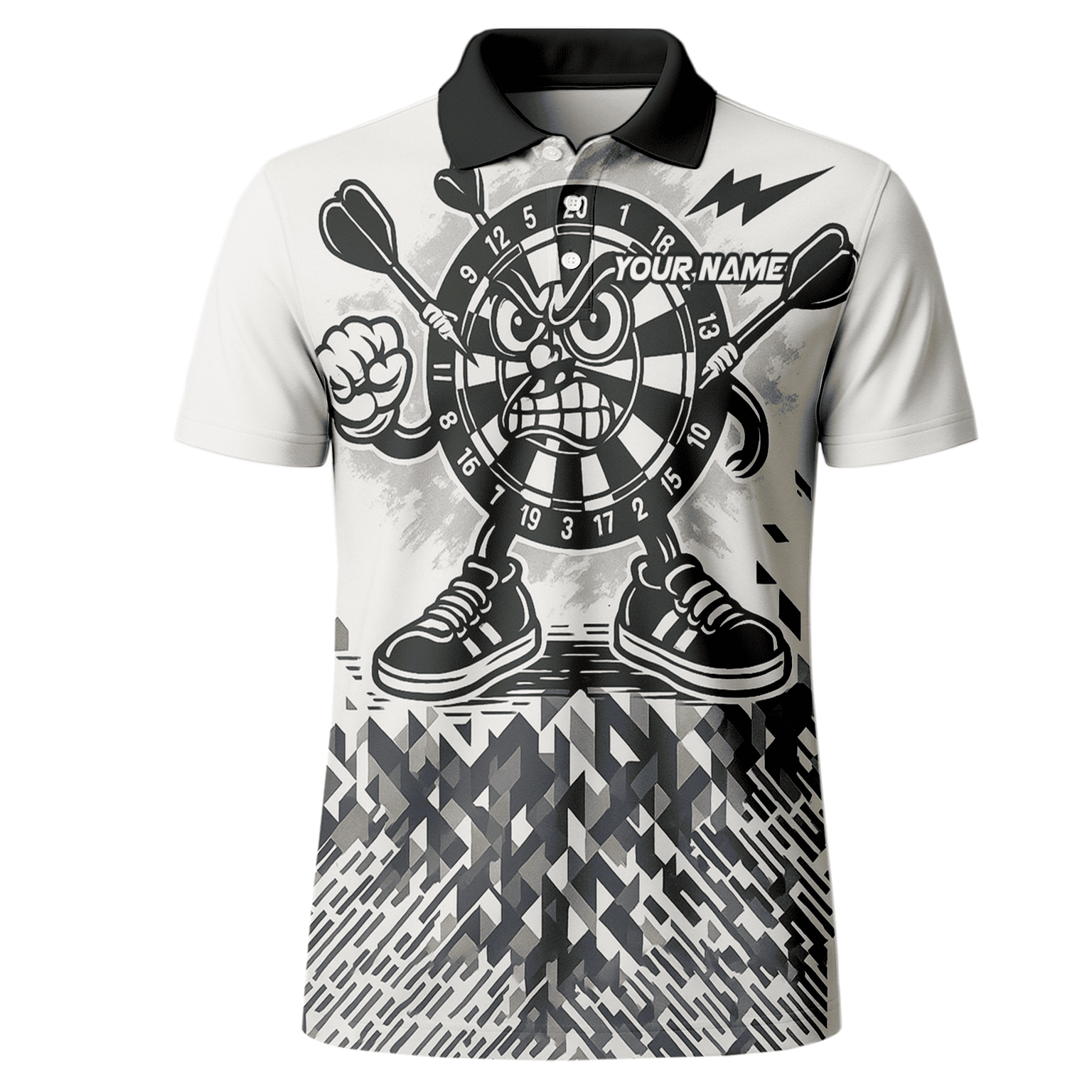 Personalized Angry Dartboard Mascot Dart Polo Shirt White Black For Men G3683 additional image 2