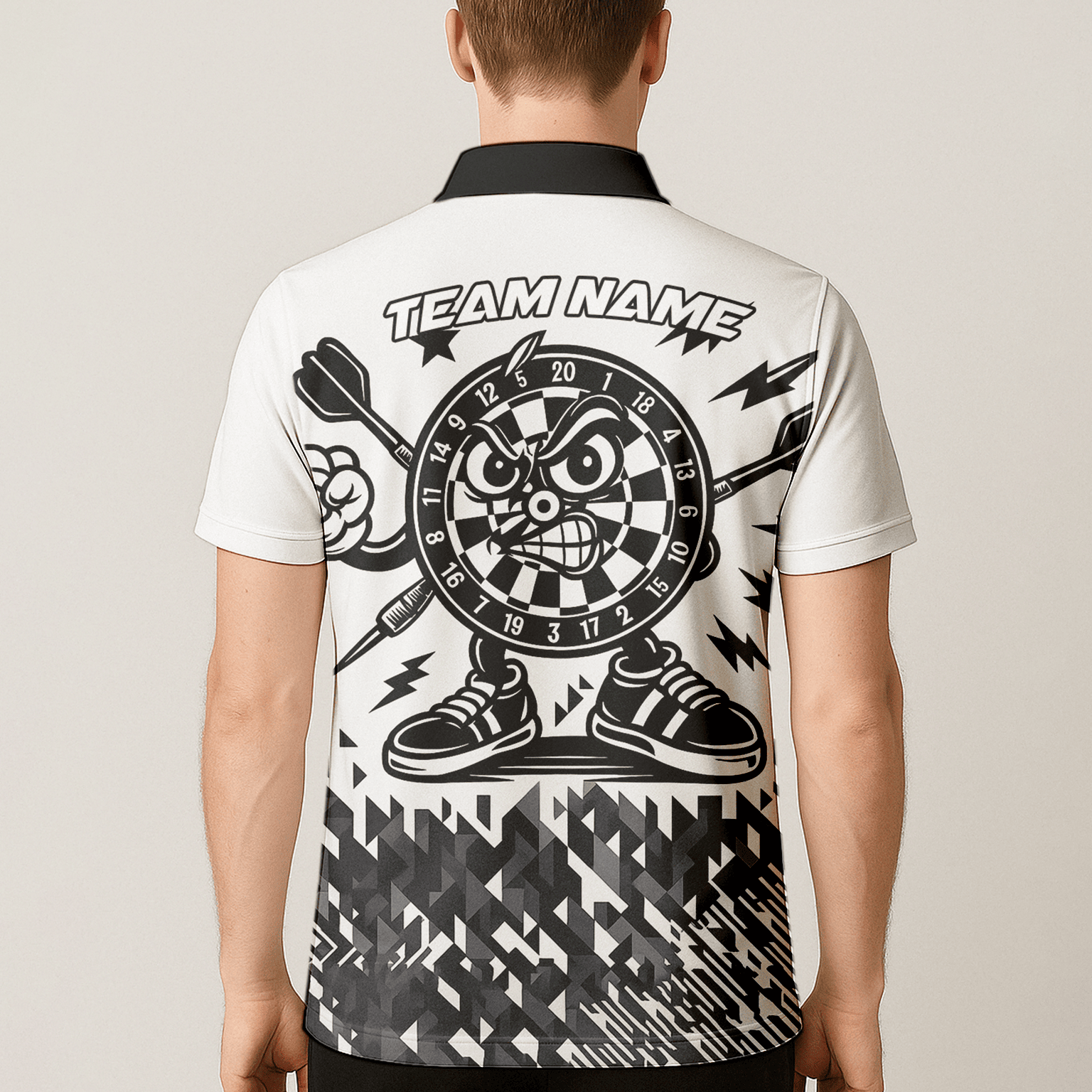 Personalized Angry Dartboard Mascot Dart Polo Shirt White Black For Men G3683 additional image 5
